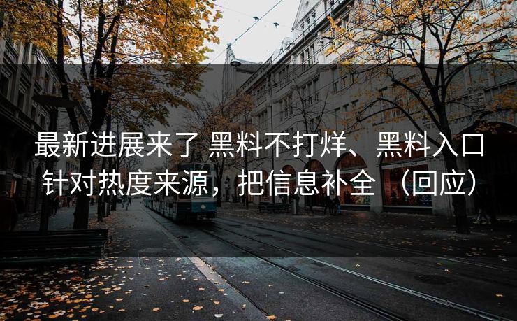 最新进展来了 黑料不打烊、黑料入口针对热度来源，把信息补全 （回应）