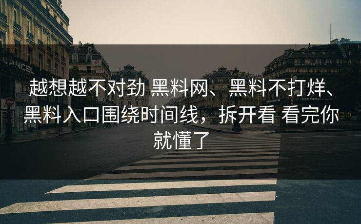 越想越不对劲 黑料网、黑料不打烊、黑料入口围绕时间线，拆开看 看完你就懂了