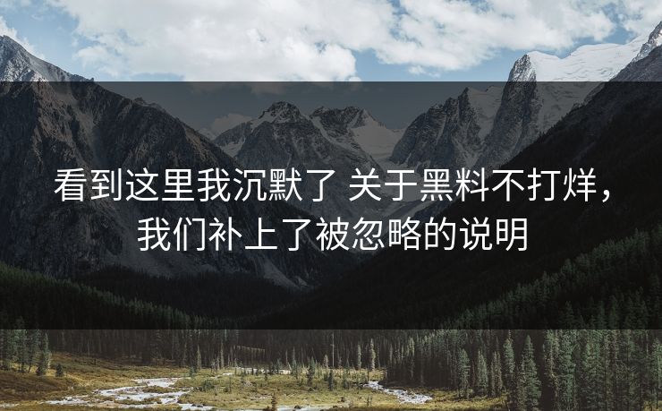看到这里我沉默了 关于黑料不打烊，我们补上了被忽略的说明