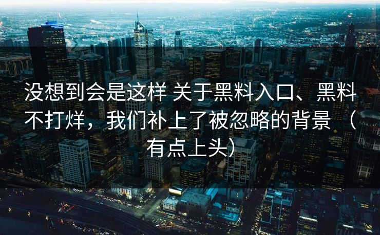 没想到会是这样 关于黑料入口、黑料不打烊，我们补上了被忽略的背景 （有点上头）