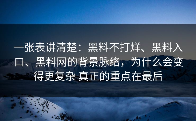 一张表讲清楚：黑料不打烊、黑料入口、黑料网的背景脉络，为什么会变得更复杂 真正的重点在最后