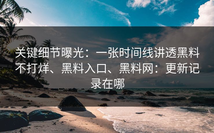 关键细节曝光：一张时间线讲透黑料不打烊、黑料入口、黑料网：更新记录在哪