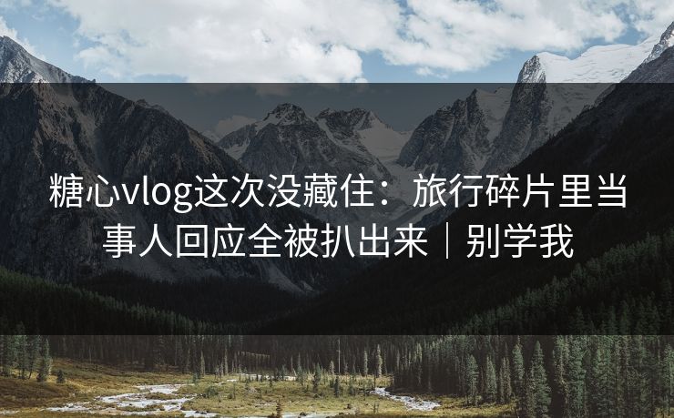 糖心vlog这次没藏住：旅行碎片里当事人回应全被扒出来｜别学我