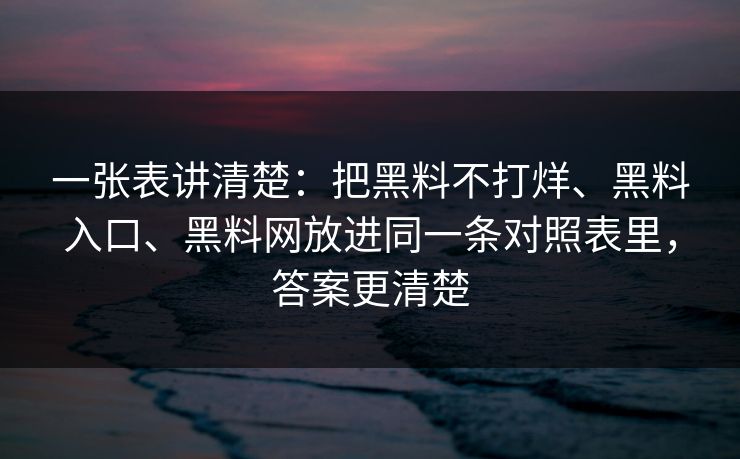 一张表讲清楚：把黑料不打烊、黑料入口、黑料网放进同一条对照表里，答案更清楚