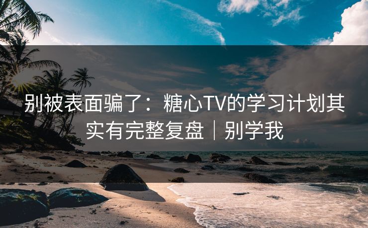 别被表面骗了：糖心TV的学习计划其实有完整复盘｜别学我