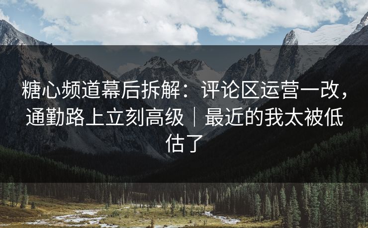糖心频道幕后拆解：评论区运营一改，通勤路上立刻高级｜最近的我太被低估了