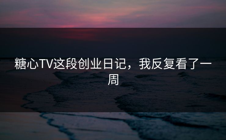 糖心TV这段创业日记，我反复看了一周