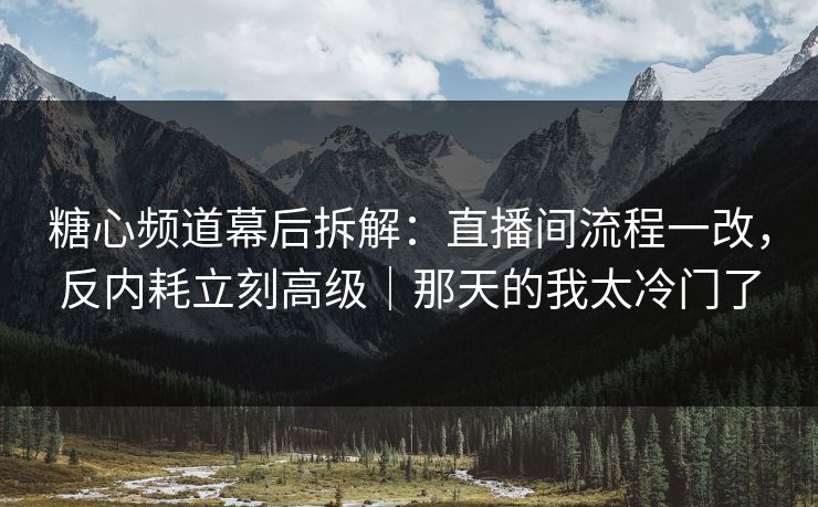 糖心频道幕后拆解：直播间流程一改，反内耗立刻高级｜那天的我太冷门了